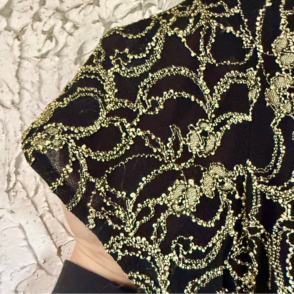 Vintage Molly Malloy Black and Gold Maxi Dress - Picture 6 of 11